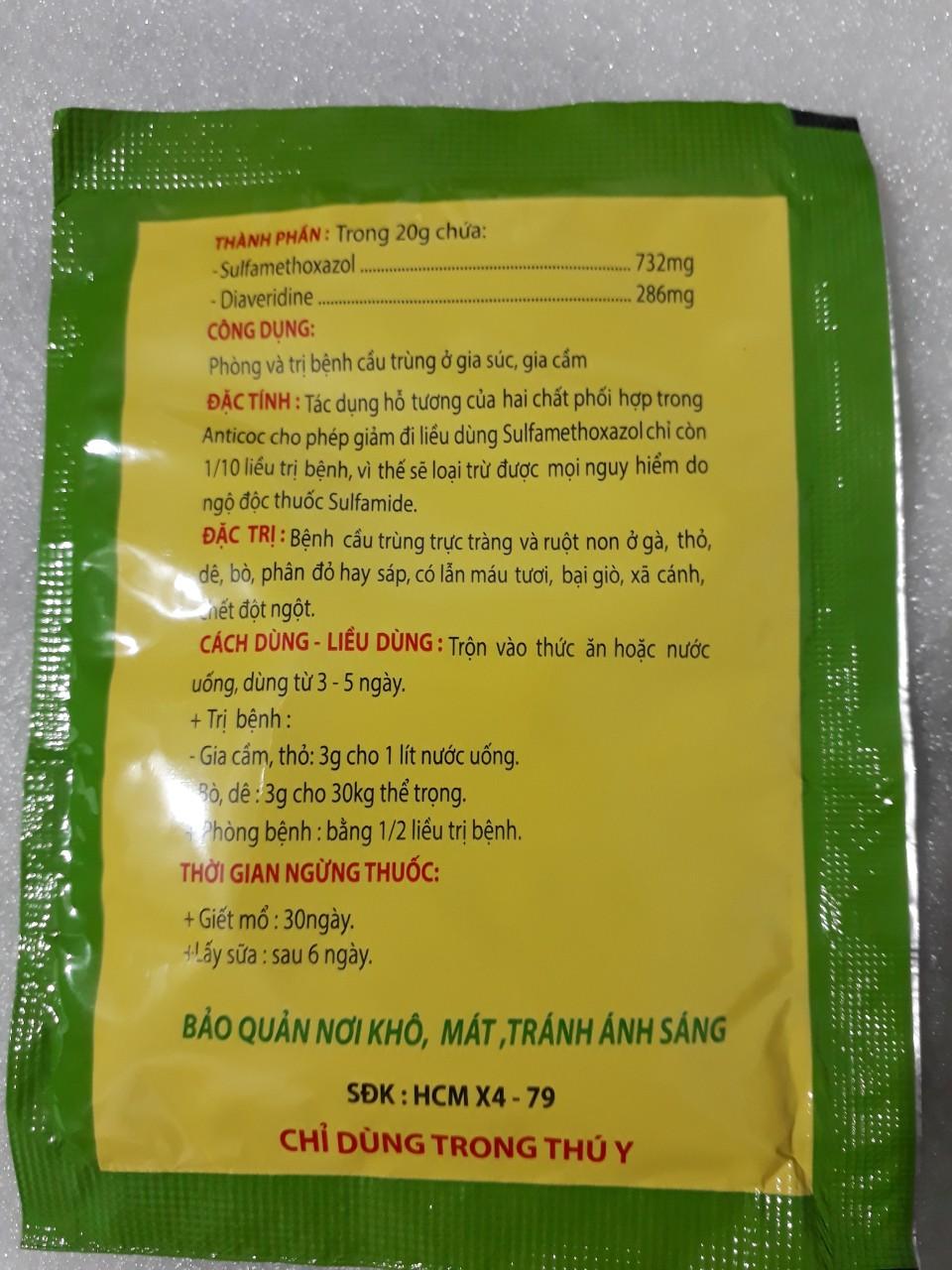 ANTICOC 20g -  CẦU TRÙNG, PHÂN RA MÁU TƯƠI