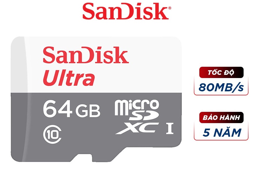 Thẻ nhớ Sandisk Micro SDXC Ultra 64GB (80MB/s)