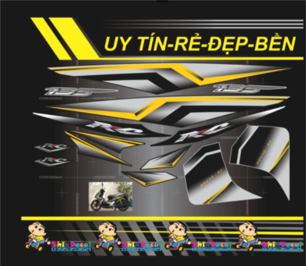 Tem rời nouvo lx xám đen in