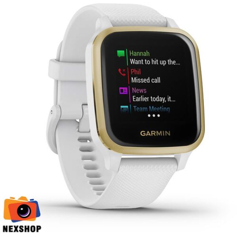 Đồng hồ sức khỏe Garmin Venu Sq - White/Light Gold - Hàng chính hãng FPT - Bảo hành 12 tháng