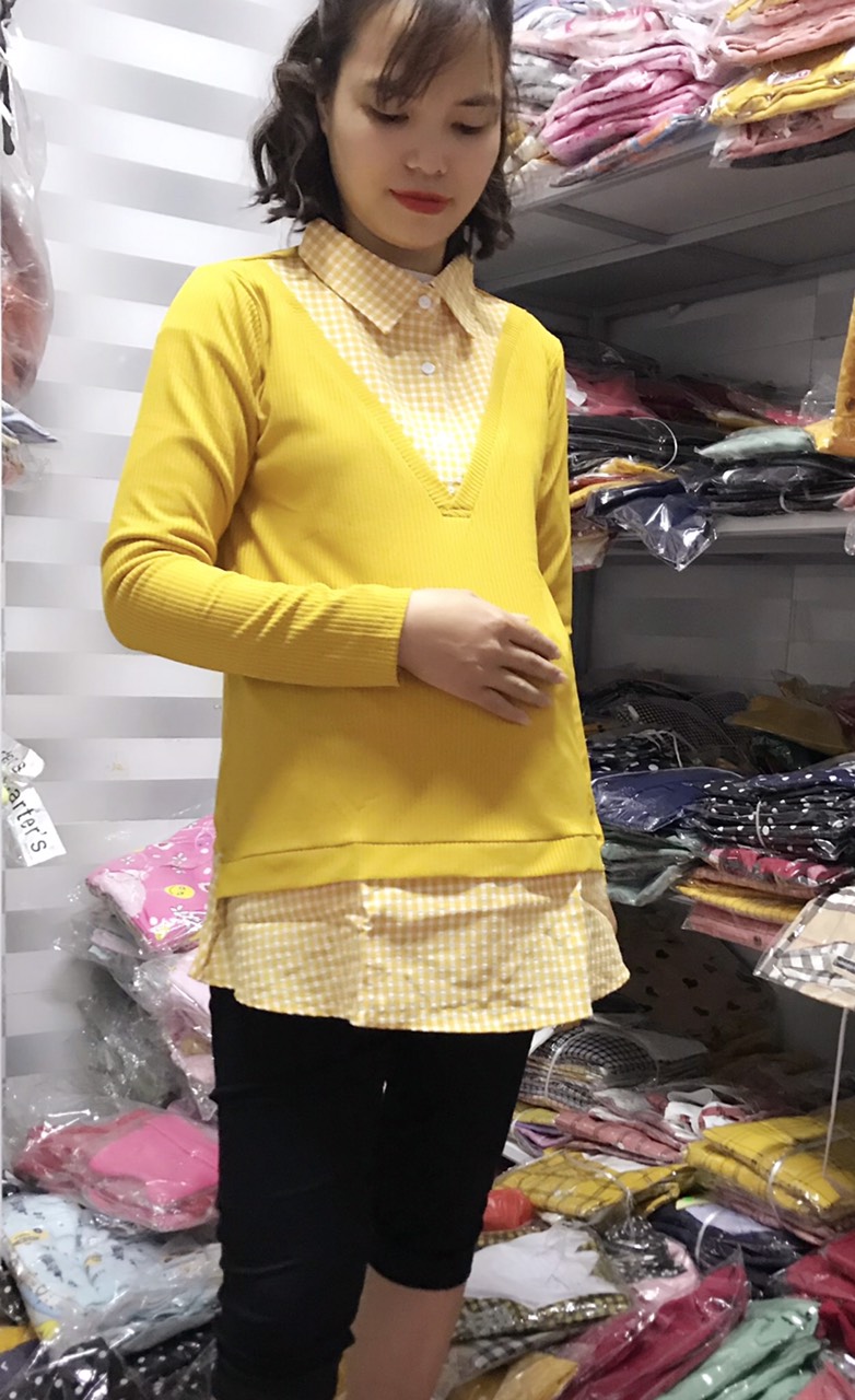 Áo len bầu pha kẻ trẻ trung mới