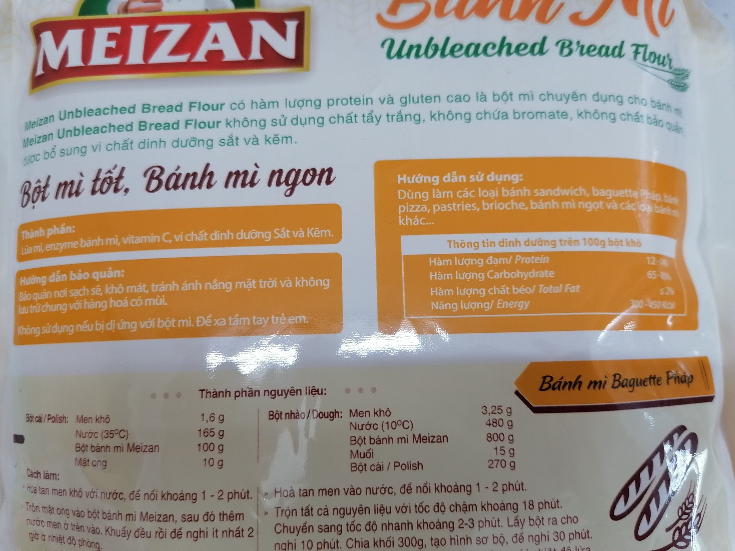 [Túi 1 Kg] BỘT MÌ CHUYÊN DỤNG CHO BÁNH MÌ [VN] MEIZAN Unbleached Bread Flour (halal)