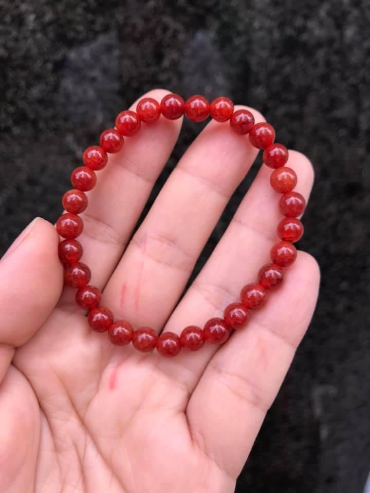 [HCM]VÒNG TAY ĐÁ MÃ NÃO VÂN RỒNG ĐỎ 6LY