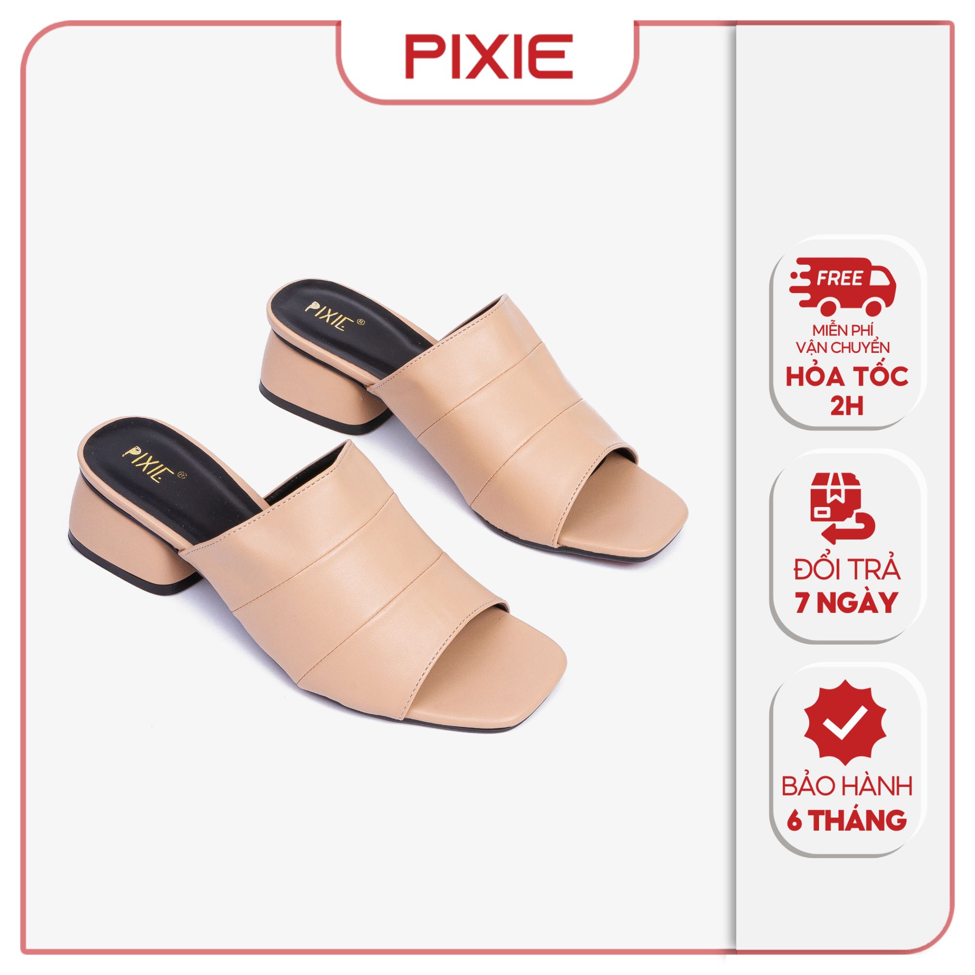 Guốc Cao Gót Nữ 3cm Bản Ngang Pixie X624