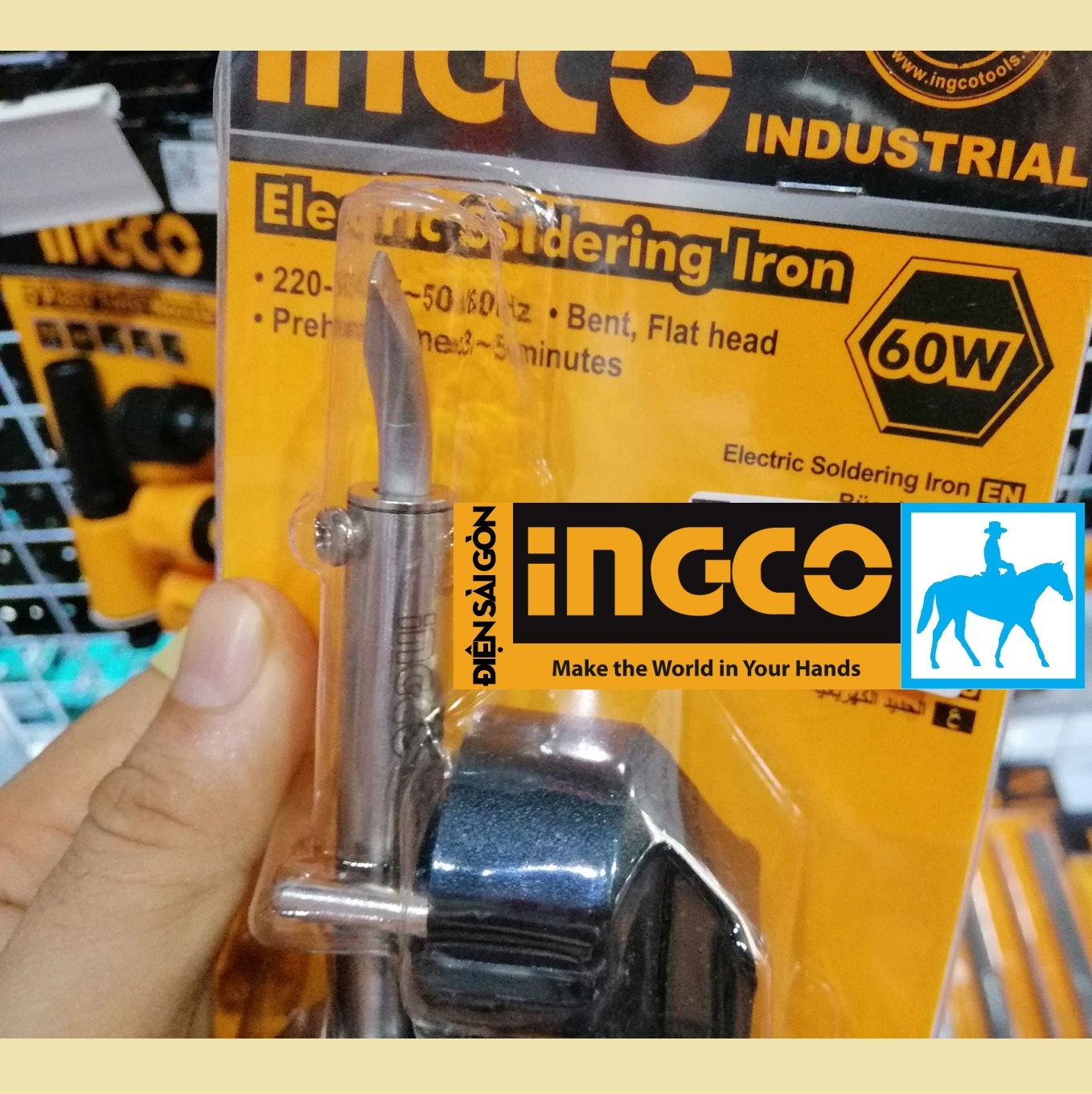 Mỏ hàn chì Mũi cong 60W 220V INGCO SI0368