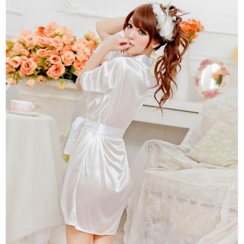 Áo Choàng Ngủ Lụa Satin Phong Cách Kimono