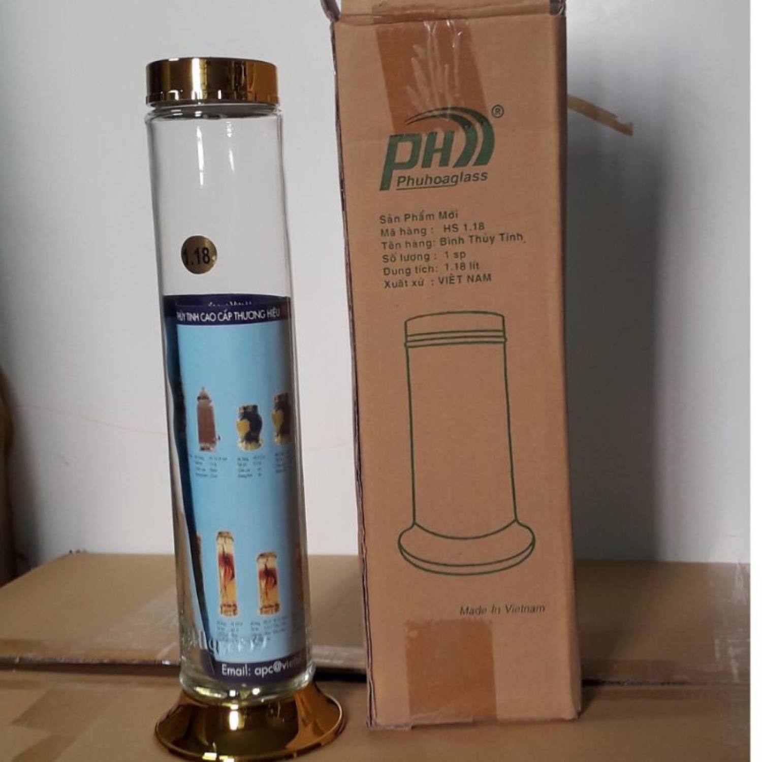 bình ngâm rượυ sâm thủy tinh PHÚ HÒA 1,18 lít