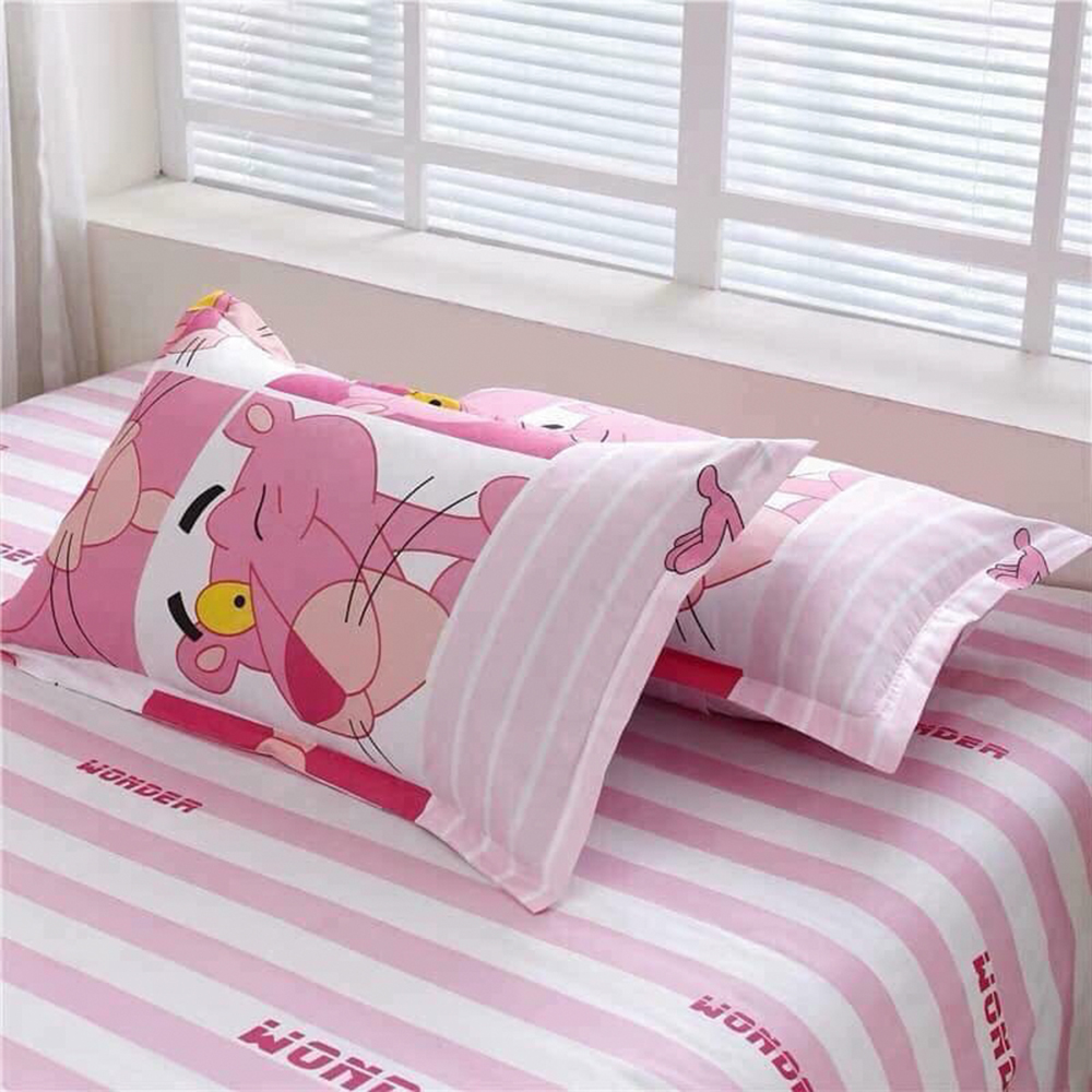 Bộ ga gối báo Pink Poly Cotton siêu mềm mại