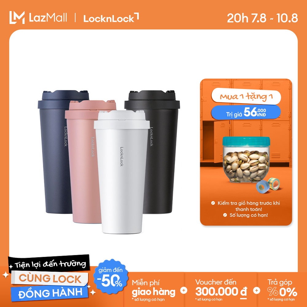 Bình giữ nhiệt Lock&Lock Energetic One Touch - 550ml-400ml - LHC3249- Thép không gỉ - 4màu - nắp bật dễ dàng - Giữ lạnh hơn 12h