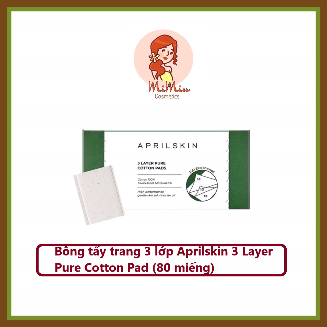 Bông tẩy trang 3 lớp Aprilskin 3 Layer Pure Cotton Pad