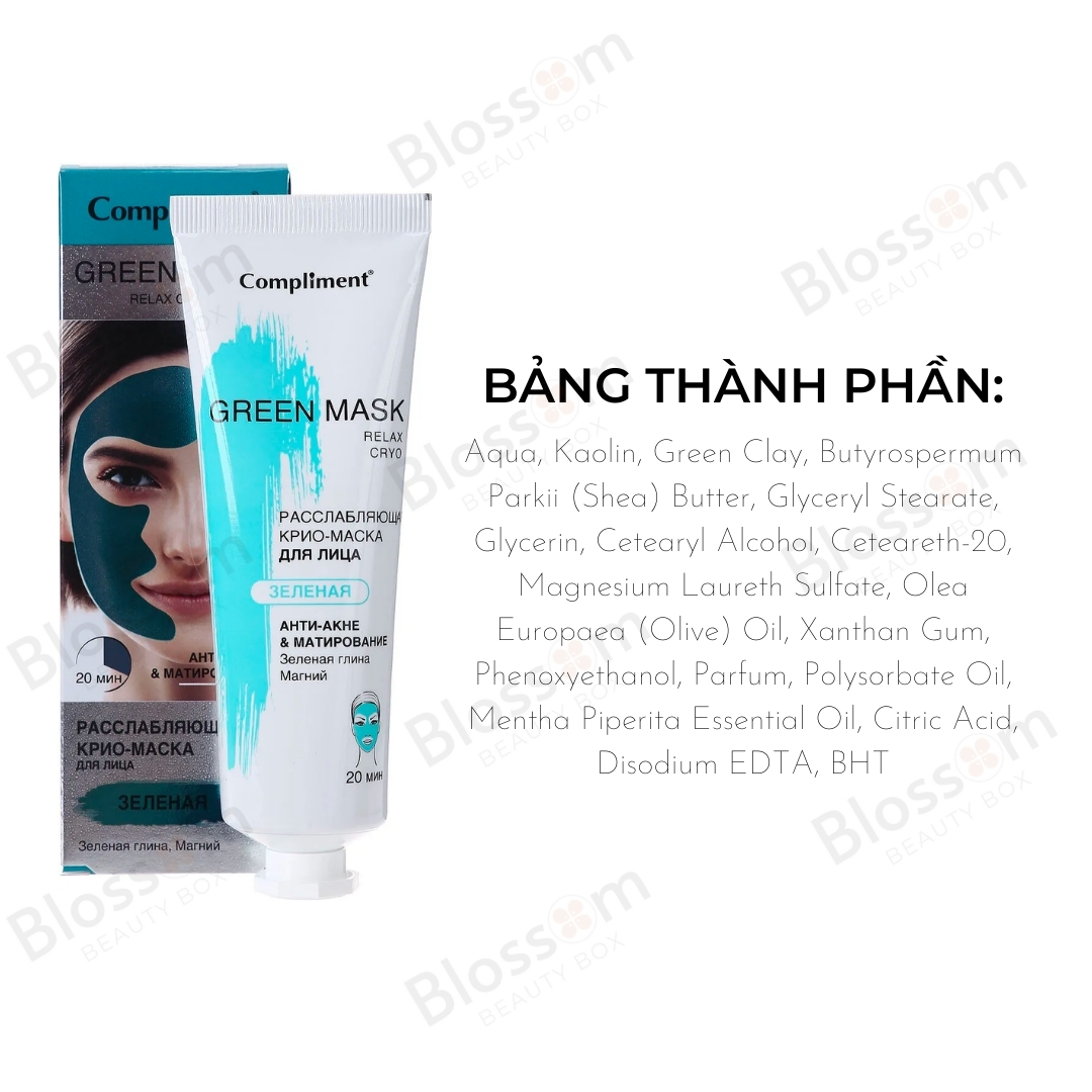 Mặt nạ Compliment Green Mask Giảm dầu, mụn 80ML