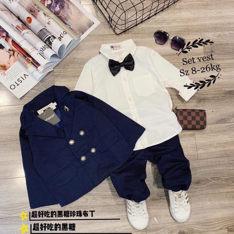 Set Vest kaki màu 4 món cho bé trai