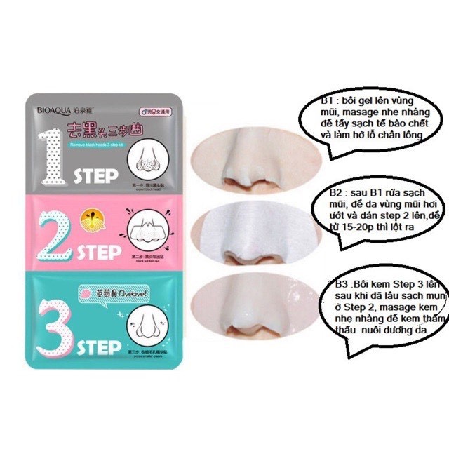 Set 3 Bước Lột Mụn Đầu Đen Bioaqua