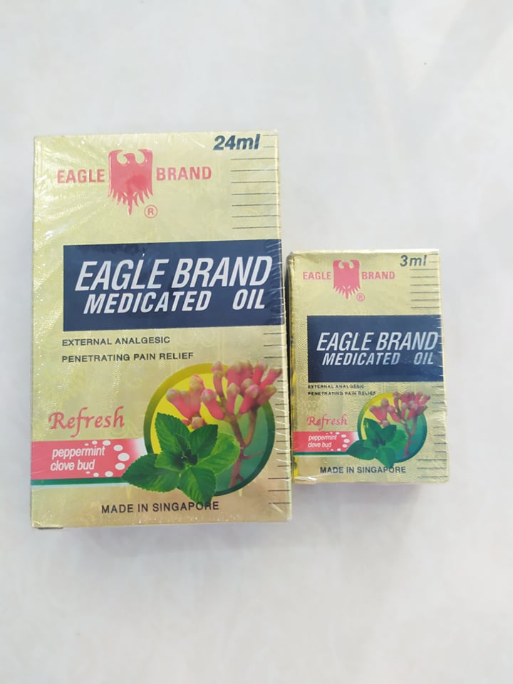 [CHÍNH HÃNG] Dầu gió Con Ó vàng Singapore Eagle Medicated Oil Refresh 24ml, 3ml