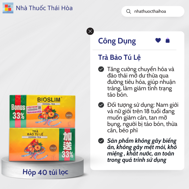 TRÀ GIẢM CÂN BIOSLIM (BẢO TÚ LỆ )