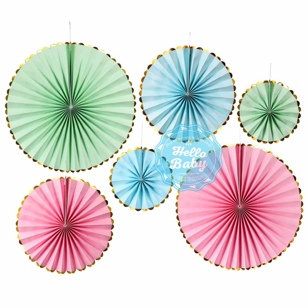 Bộ quạt Party Fan trang trí sinh nhật, decor bằng giấy