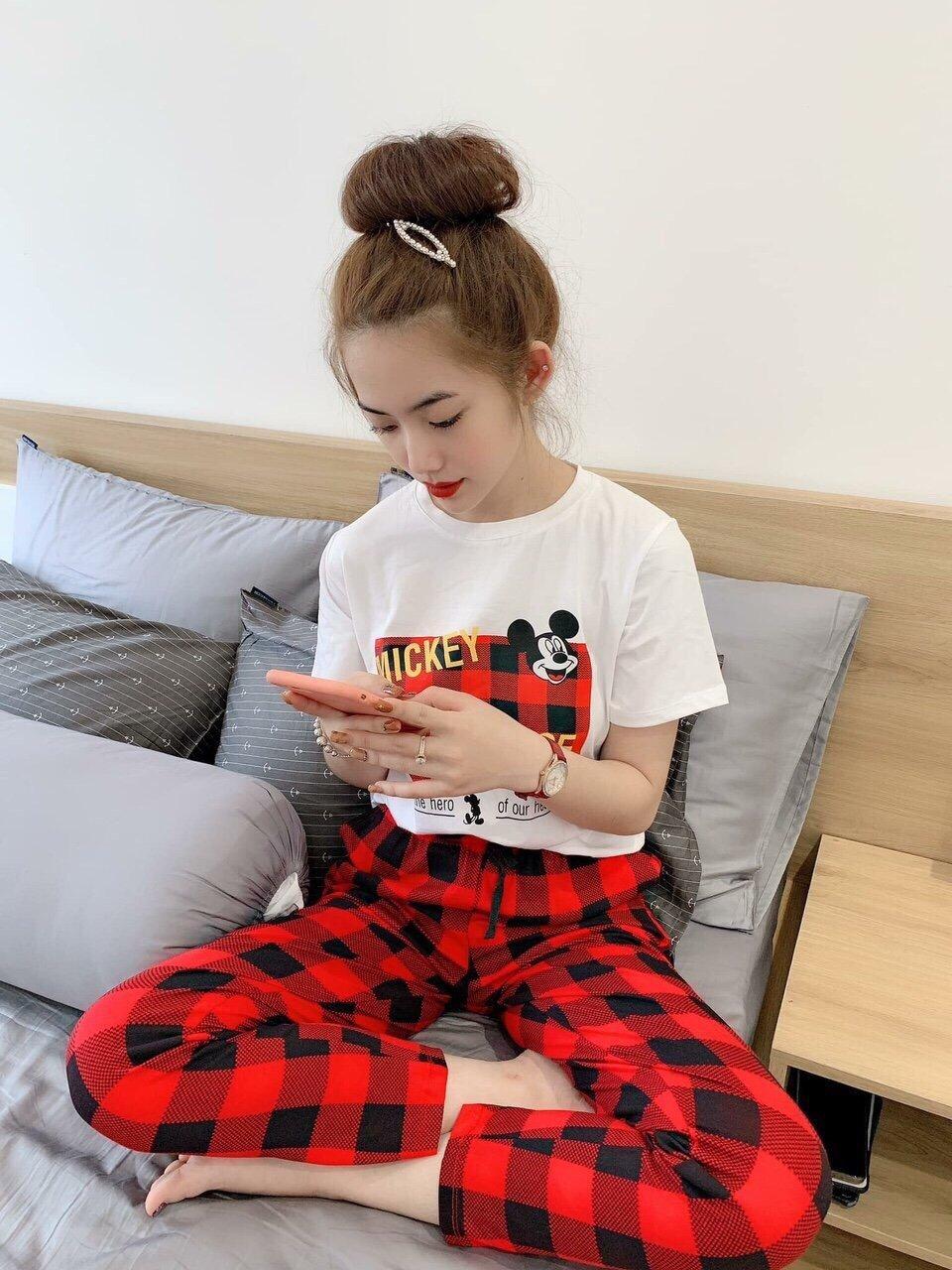 Sét bộ caro in MICKEY MOUSE dễ thương TTS0319
