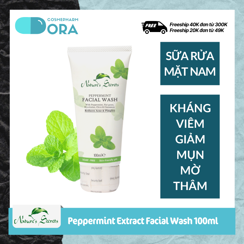 Sữa rửa mặt nam kháng viêm giảm mụn Peppermint Extract Facial Cleansing Gel 100ml