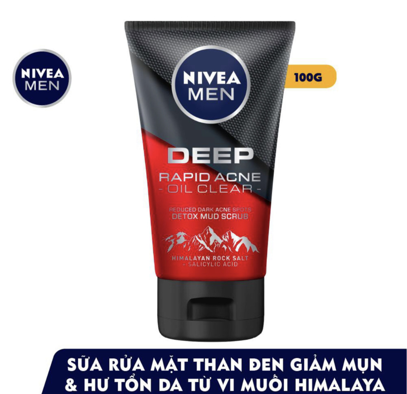 Sữa rửa mặt Nivea men Deep Rapid Acne oil Clear (100g)