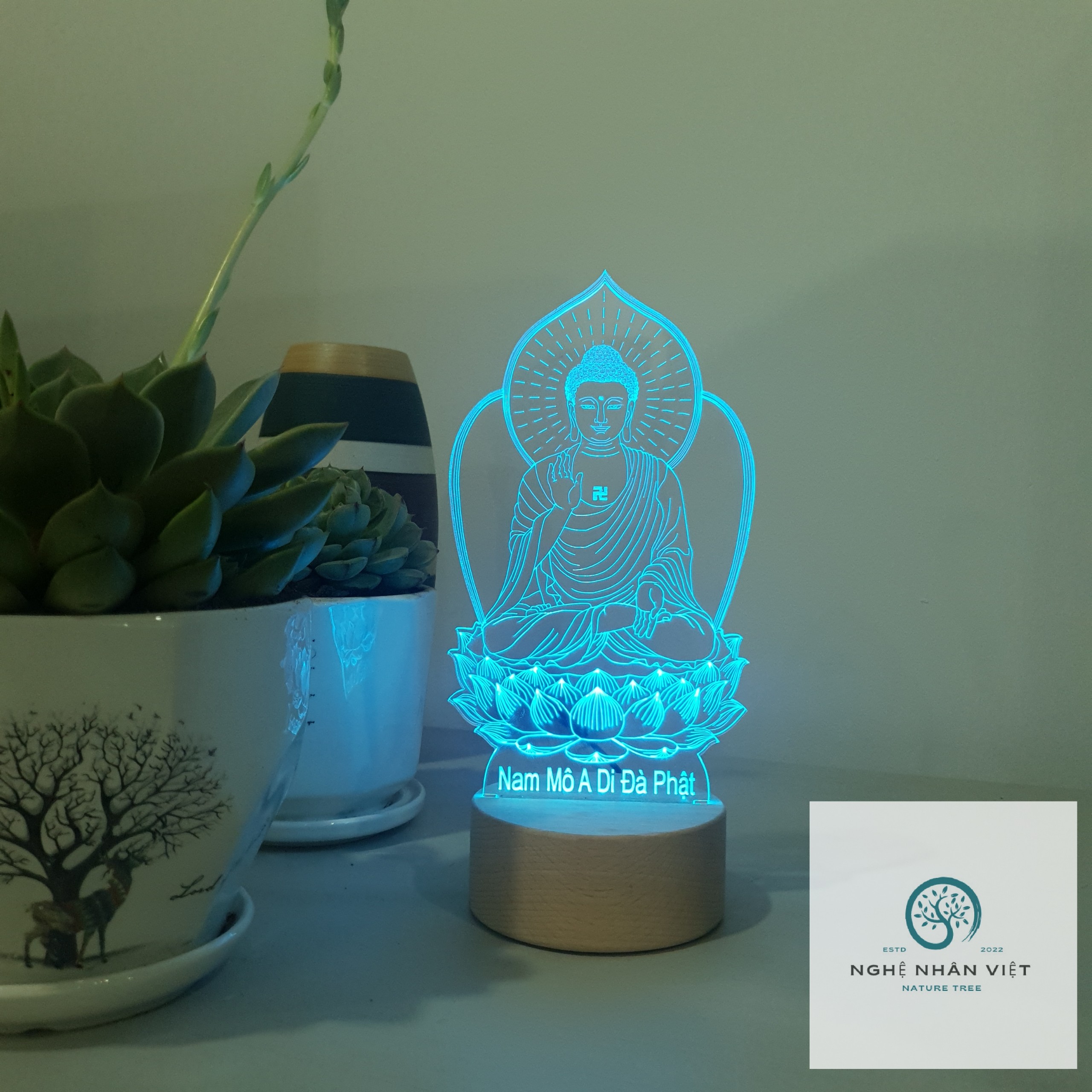 Đèn 3D Decor Phật A Di Đà
