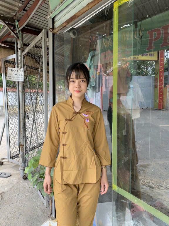 đồ lam đi chùa - mẫu sẫm tàu xéo ( vãi kate )