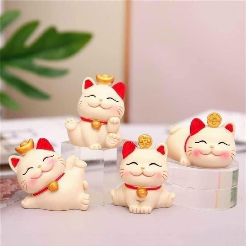 Sét 4 chú mèo thần tài may mắn