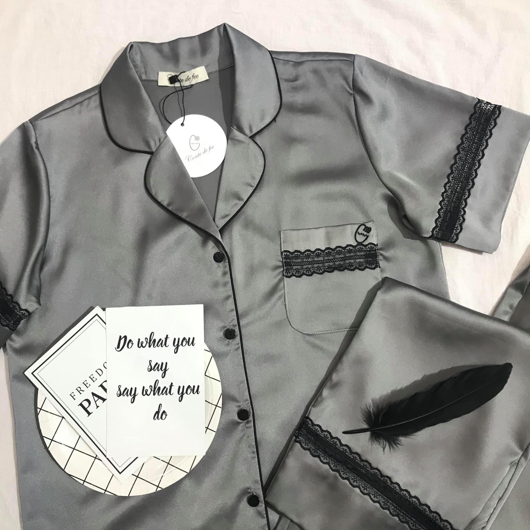 SET PYJAMA REN NỐI LỤA CAO CẤP MẶC NHÀ