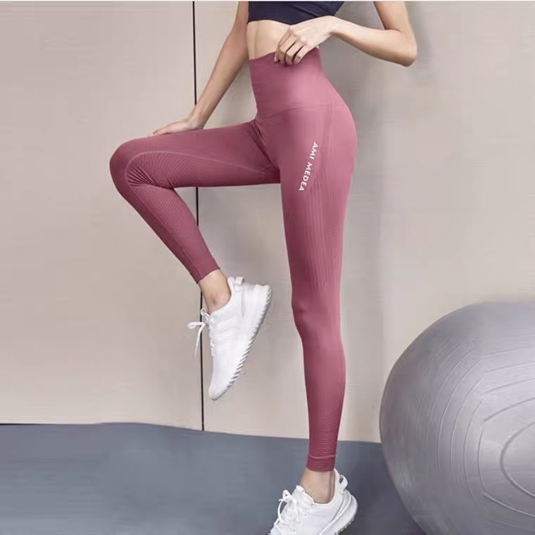 Q04-Quần dài tập gym yoga legging nữ chất dệt kim cạp cao co giãn 4 chiều nâng mông tôn dáng-đồ tập gym yoga nữ