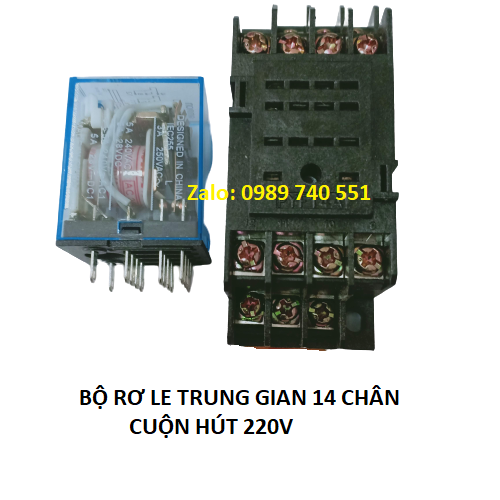 01 Rơ le trung gian Omron 14 chân 220V - kèm đế