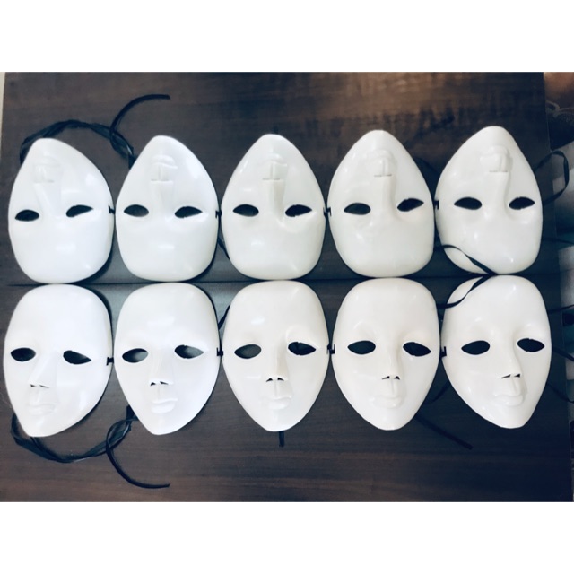10 CÁI MẶT NẠ NHỰA TRẮNG TRƠN - 10 MẶT NẠ TRẮNG HÓA TRANG HALLOWEEN - MẶT NẠ CHE KÍN MẶT