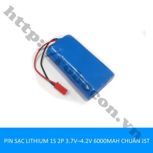 Pin sạc lithium 18650 3.7v-4.2v 6000mah jack jst