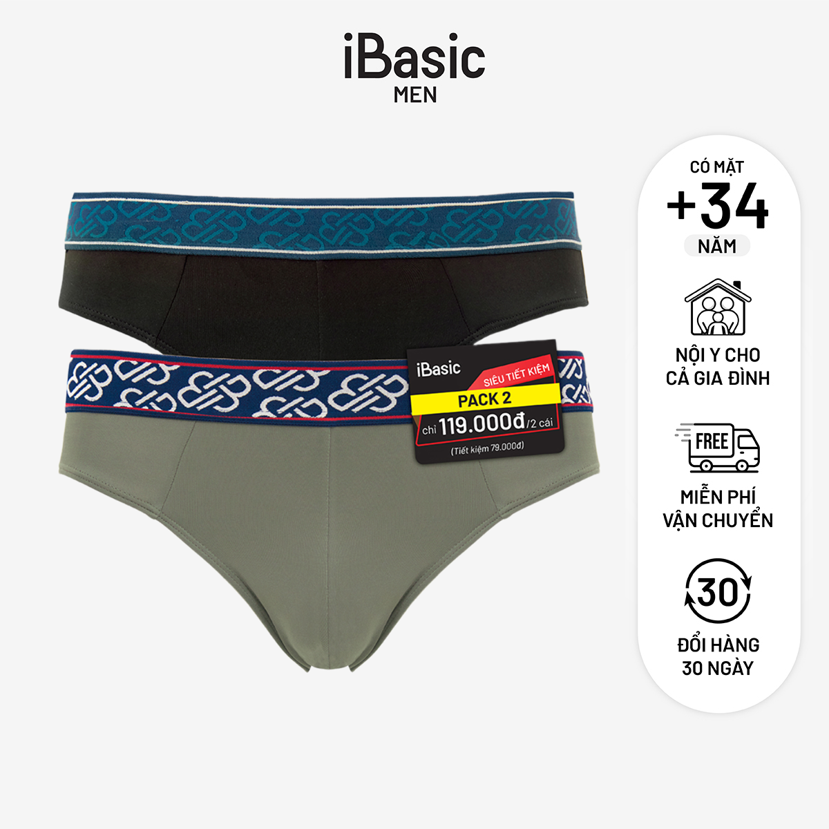 Pack 2 Quần lót nam brief PANM109-PA2