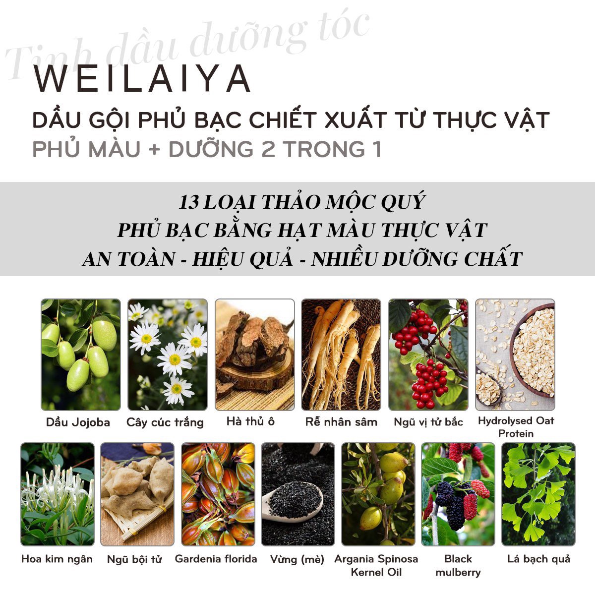 Dầu Gội Phủ Bạc Dưỡng Tóc Weilaiya 100ml - Màu Đen