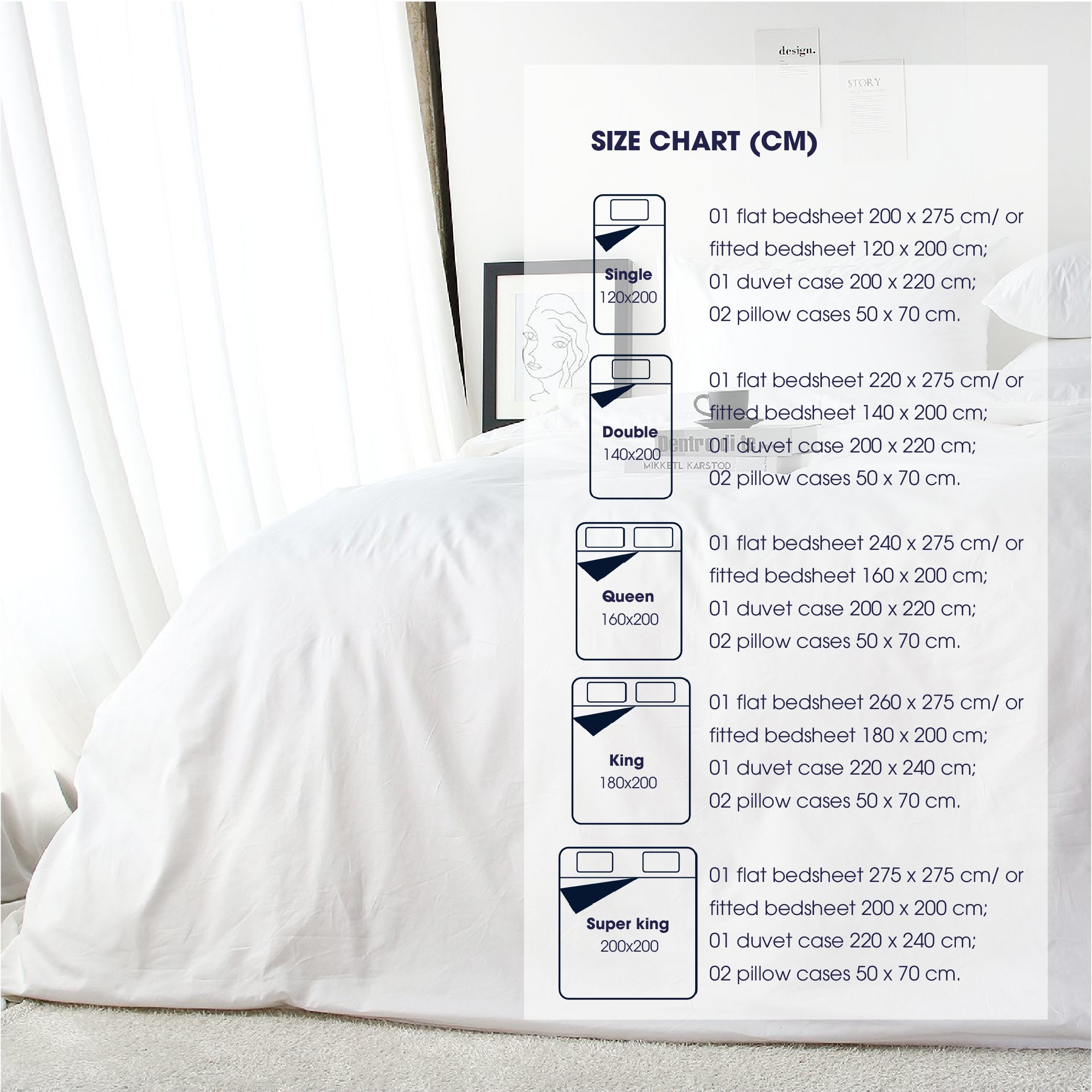 Changmi Bedding Premium Silk Cotton Bedding Set, Super Soft and Cool (4 Pieces)