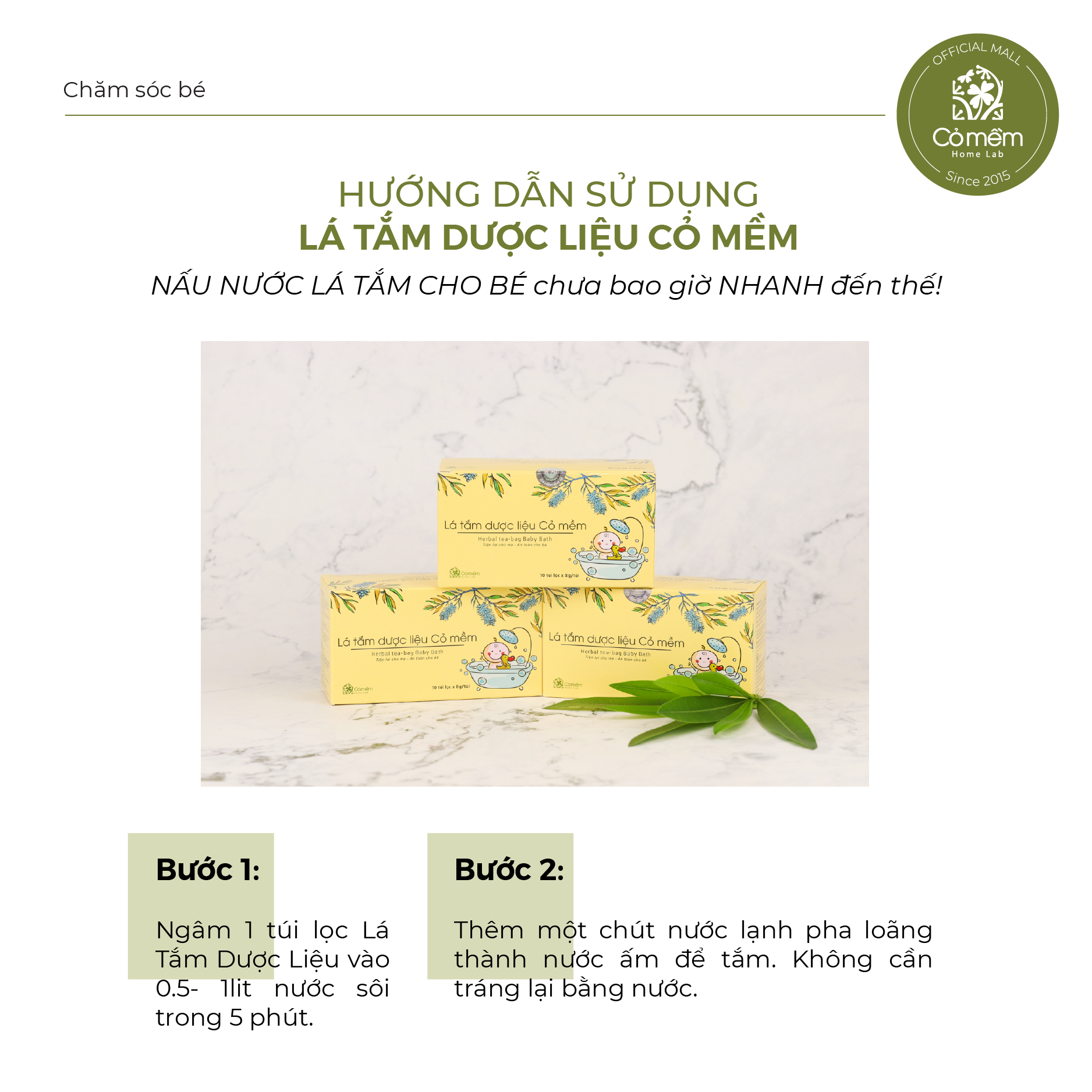 Lá Tắm Dược Liệu Cỏ Mềm Dành Cho Bé Yêu