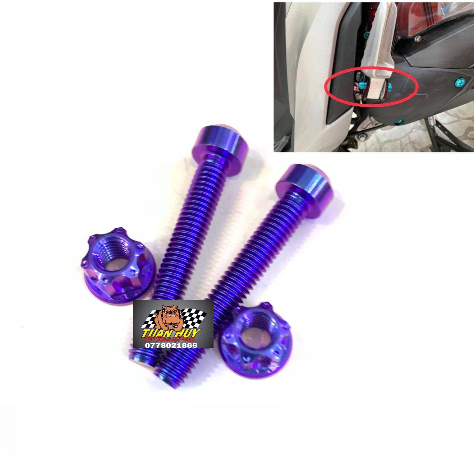 Bộ 2 Ốc + 2 Tán 6li40 trụ xỏ gác chân sau Titan Gr5 cho Ab ,Wave , Vario , Click , Vision , Winner