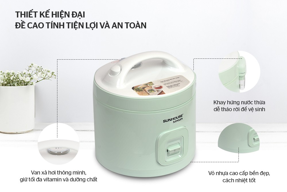 [Sunhouse Chính Hãng] Nồi Cơm Điện 1.8 Lít Sunhouse SHD8665B
