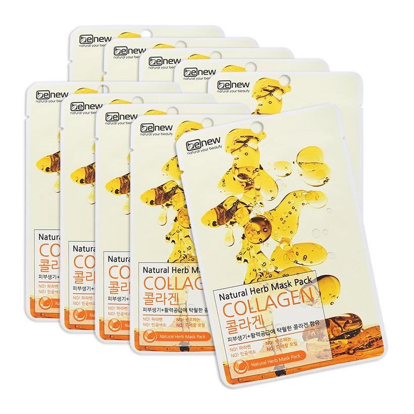 [HCM]Bộ 10 miếng mặt nạ BENEW NATURAL HERB MASK PACK COLLAGEN