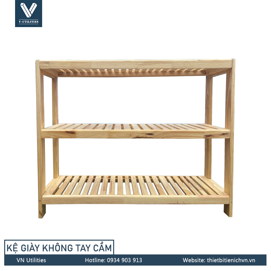 Kệ Để Giày Dép Gỗ Thông 3 Tầng