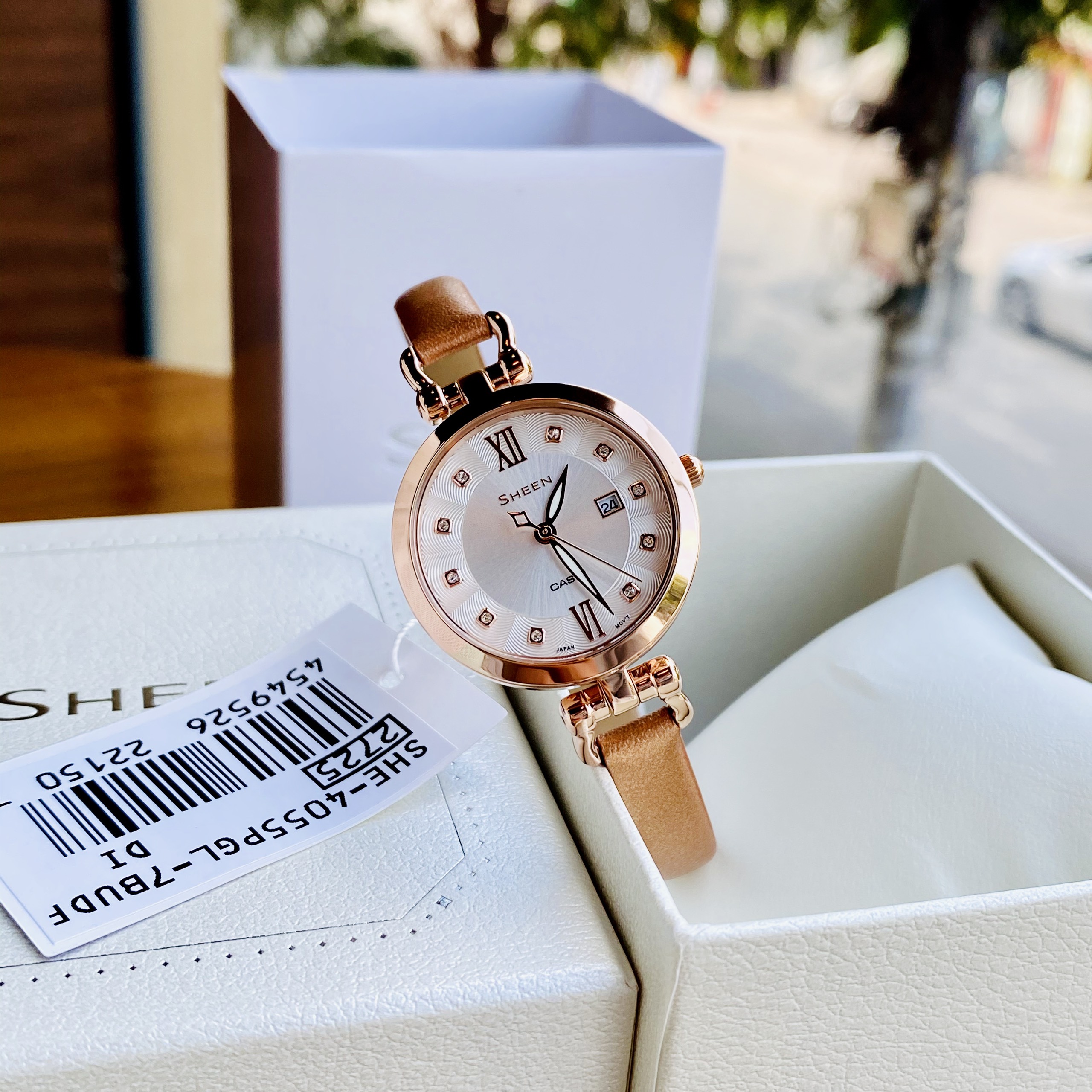Đồng Hồ Nữ Dây Da Cao Cấp Casio SHE-4055PGL-7BUDF Siêu Đẹp