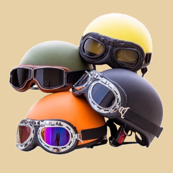 Mũ bảo hiểm nữa đầu kèm kính phi công 7 màu-nhiều màu lựa chọn-đặt chuẩn CR