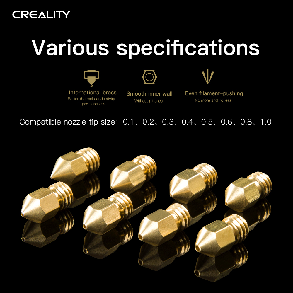Đầu đùn nhựa máy in 3d CREALITY 3D Printer Part 3D Printing Brass Nozzle cho Ender 3 và Ender 5 Series ..5pcs/ set