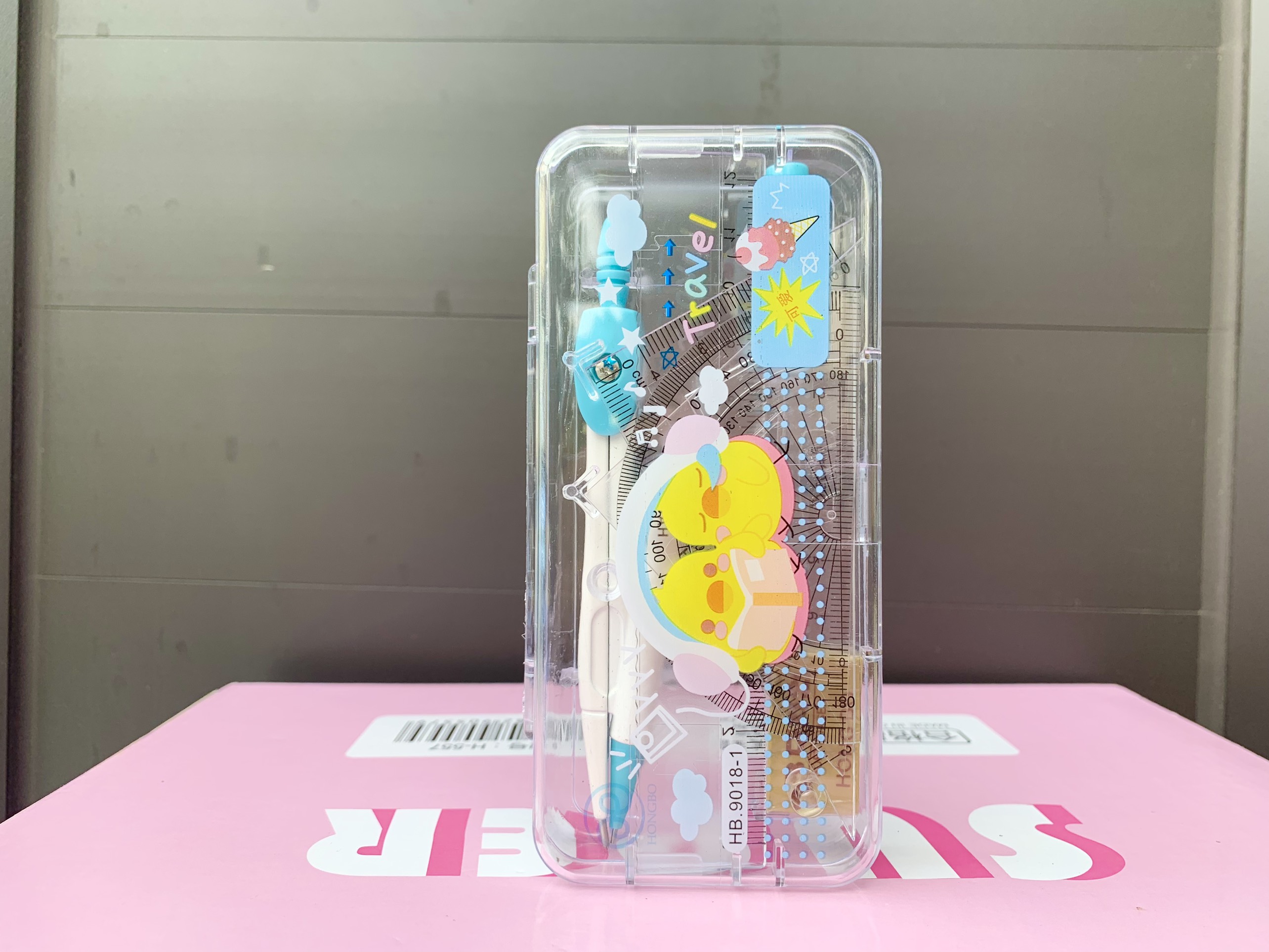 Bộ compa chì kim 7 món cao cấp, compa học sinh dễ thương cao cấp