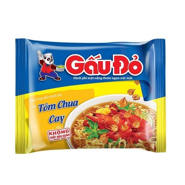 Thùng 30 gói mì Gấu đỏ TÔM CHUA CAY
