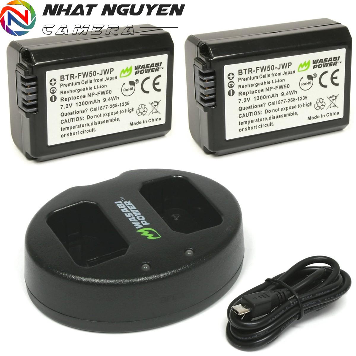 [HCM]Bộ 2 Pin và 1 Sạc Đôi Wasabi FW50 cho Sony