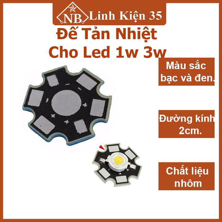 Đế tản nhiệt cho Led công suất 1W, 3W đường kính 2cm