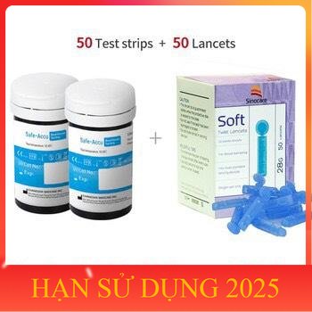 Bộ 10 hộp Que thử đường huyết Safe Accu Sinocare 500 que và 500 kim