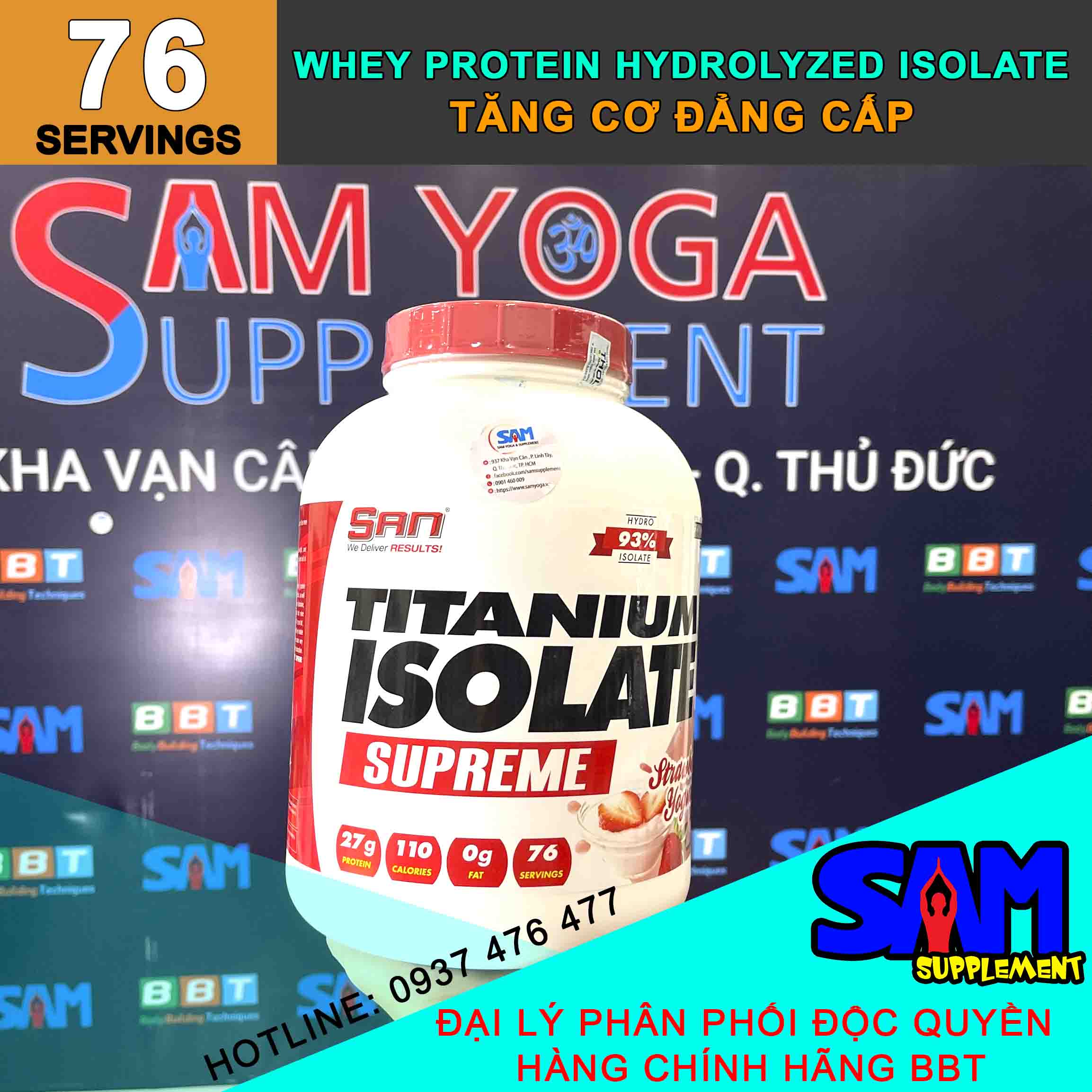 [Hàng Chính Hãng] S.A.N Titanium Isolate - Whey Protein Hydrolyzed Isolate siêu tinh khiết - Hấp thụ cực nhanh - Tăng cơ cực đỉnh - Tem nhãn chính hãng BBT, THOL