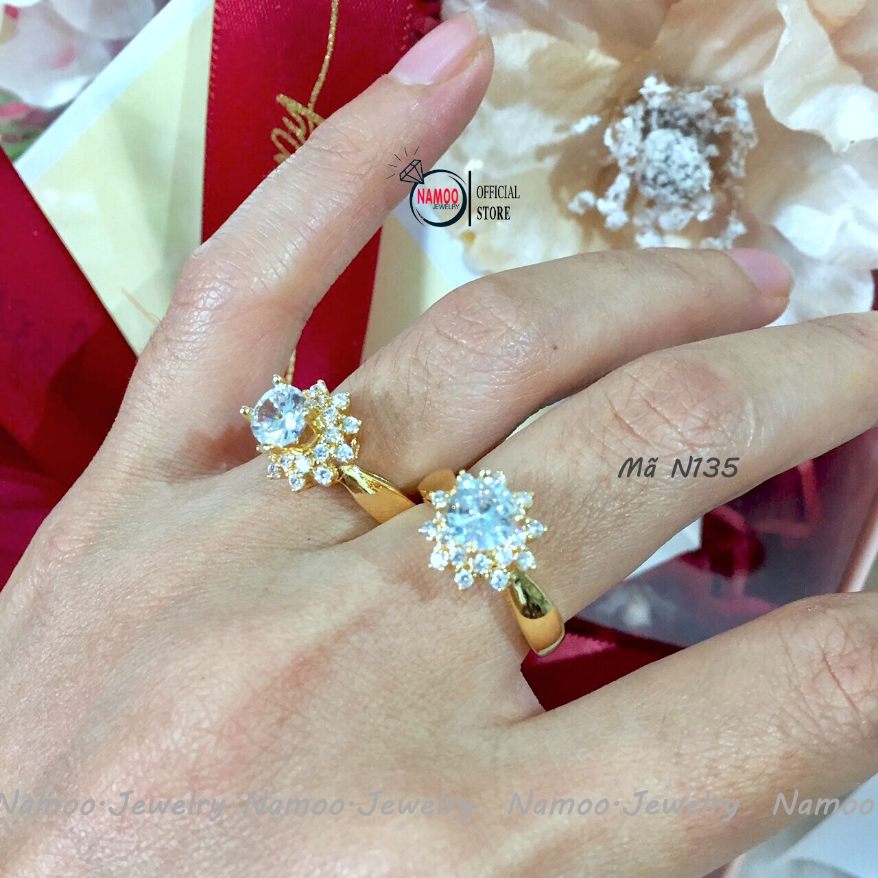 Nhẫn Nữ Hoa Đính Đá Nhỏ Đẹp N135 Đủ Size