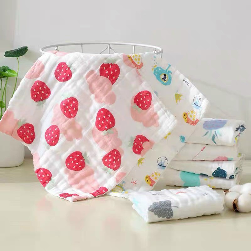 Khăn sữa 6 lớp nhăn xô cho bé. Set 5 cái